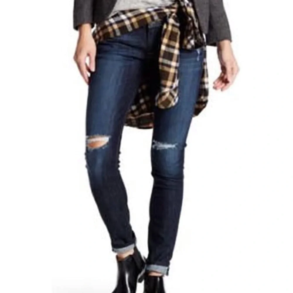 HUDSON Krista Super Skinny Jean Distressed Dark Wash 28 - Picture 2 of 9